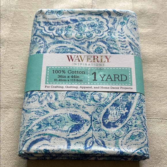 Waverly Other - Waverly Inspirations Teal and White Paisley Cotton Fabric 1 Yard